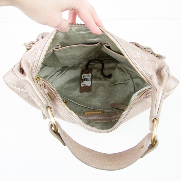 Isabella Fiore Pewter Gold Studded Hobo Handbag - Picture 5 of 6